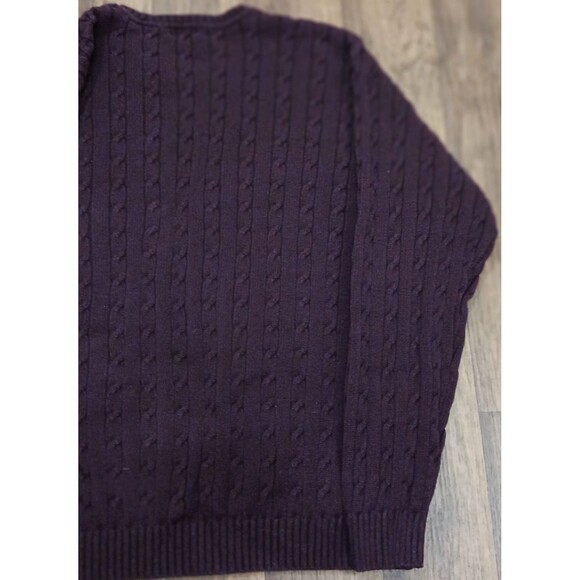 Y2K VTG IZOD Men’s XL Cable Knit Sweater Purple Knit Retro Streetwear Preppy - Picture 7 of 9
